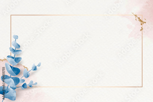 Leafy golden rectangle frame vector