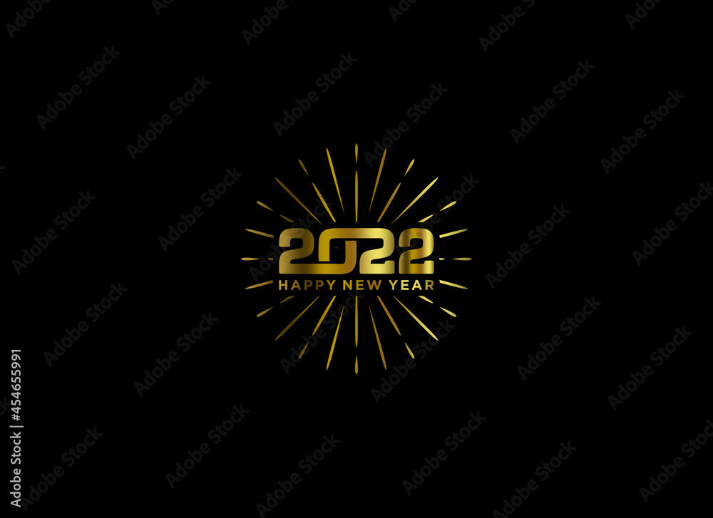 Naklejka premium logo for new year 2022 with gold texture and black background