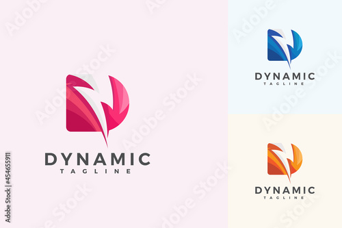 Letter D 3d creative dynamic volt power sparking motion logo