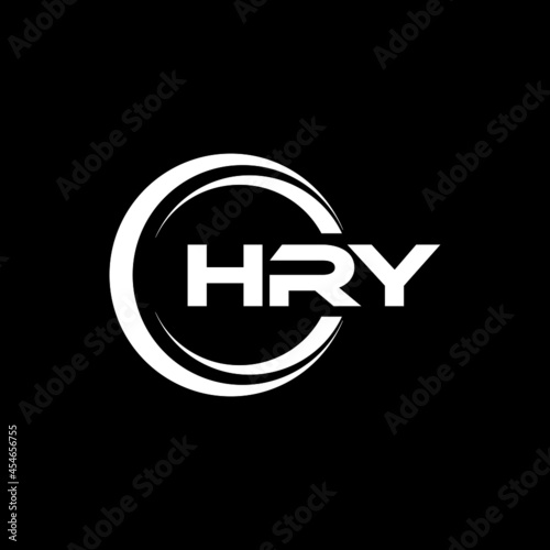 HRY letter logo design with black background in illustrator, vector logo modern alphabet font overlap style. calligraphy designs for logo, Poster, Invitation, etc.