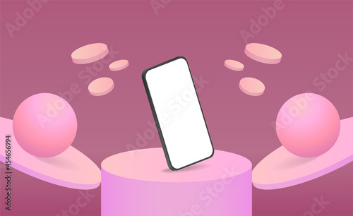 Minimalistic 3d isometric illustration cell phone. Smartphone perspective view. Side view. Template for infographics or presentation UI design interface.