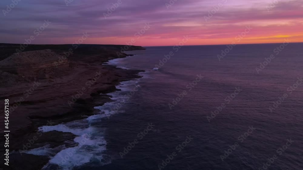 Drone video of sunset at Kalbarri flying along the cliffs