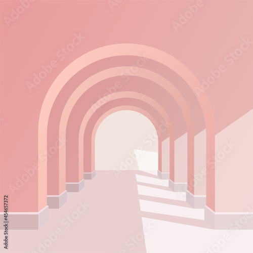 studio viewing platform with podium rendering 3d background vector rendering. for cosmetic product promotion. Stage showing pastel brown pedestal