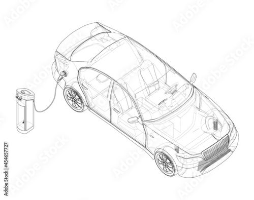 Electric car charging station. Electromobile