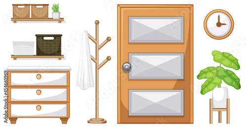 Furniture set for interior design on white background