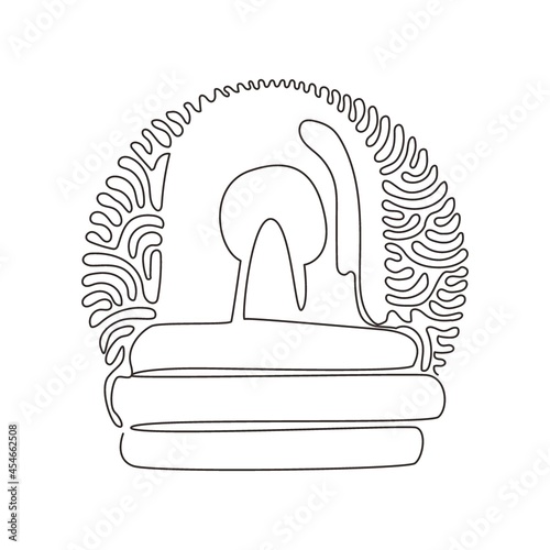 Single continuous line drawing emergency siren icon. Fire warning sign, police alarm, ambulance alarm, Medical alert. Swirl curl circle background style. Dynamic one line draw graphic design vector