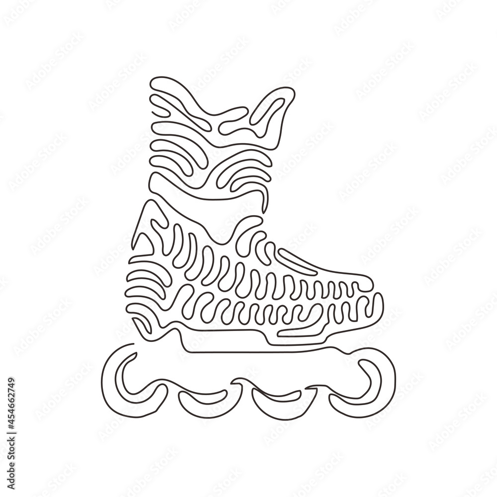 Continuous one line drawing modern roller blades. Man style roller