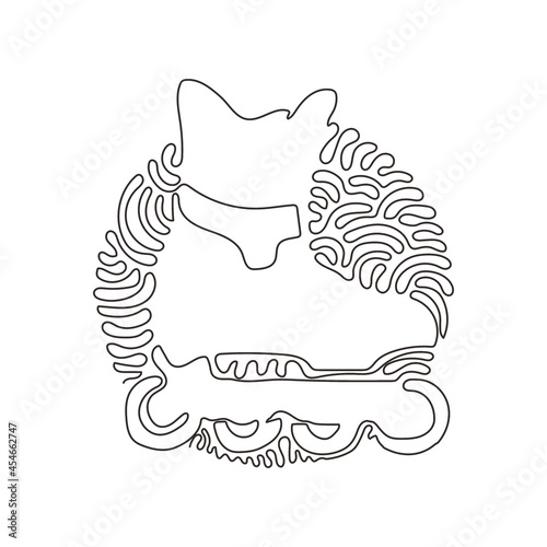 Continuous one line drawing modern roller blades. Man style roller skates. Inline skates sport. Skate. Pair of inline roller skates. Swirl curl circle background style. Single line draw design vector