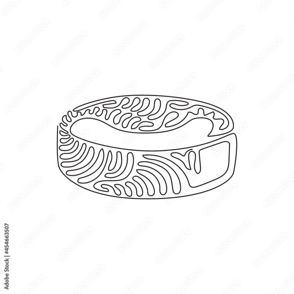 Continuous one line drawing ice hockey puck closeup. Ice hockey season concept, close up. Hockey Puck. Black Ice Hockey Puck. Swirl curl style. Single line draw design vector graphic illustration Continuous one line drawing ice hockey puck closeup. Ice hockey season concept, close up. Hockey Puck. Black Ice Hockey Puck. Swirl curl style. Single line draw design vector graphic illustration