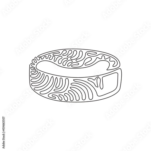 Continuous one line drawing ice hockey puck closeup. Ice hockey season concept, close up. Hockey Puck. Black Ice Hockey Puck. Swirl curl style. Single line draw design vector graphic illustration