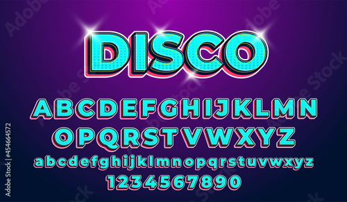 Wallpaper Mural 3D Disco Stylized Lettering Text, Font & Alphabetical Vector Template Torontodigital.ca