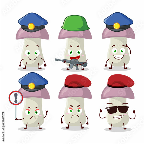 A dedicated Police officer of rough mushroom mascot design style