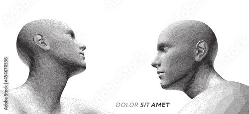 Two opponents facing each other. Conflict. People talk face to face. The concept of rivalry. Vector Illustration for advertising, marketing or presentation.