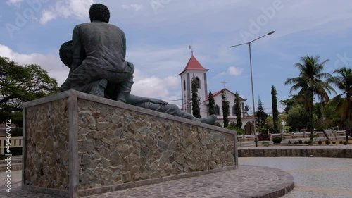 Statue of Youth from Santa Cruz massacre of pro-independence demonstrators in 1991 at Motael Church in Dili, Timor Leste, Southeast Asia photo