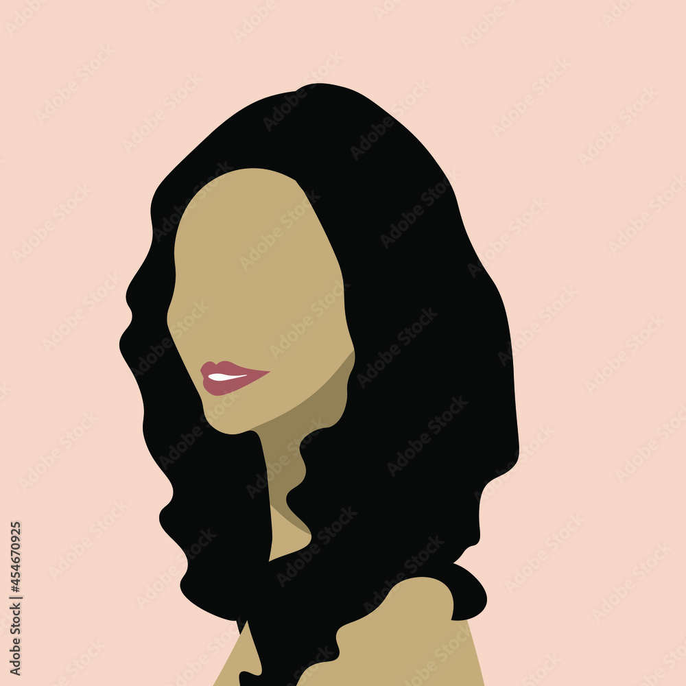Illustration Woman Black White And Asian Silhouette Cute Vector Cartoon