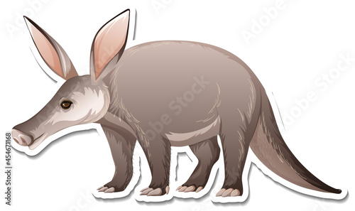 A sticker template of aardvark cartoon character