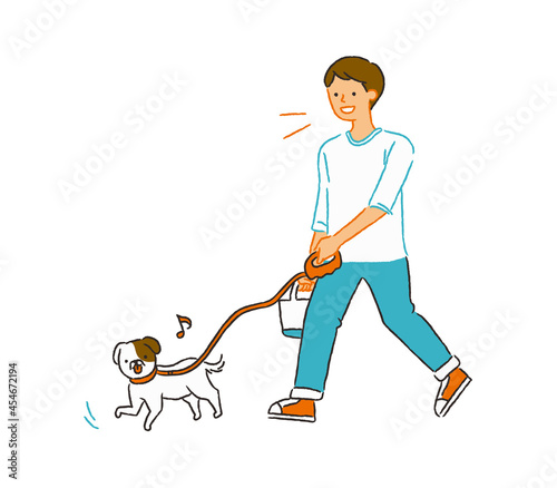 犬のお散歩をする男性