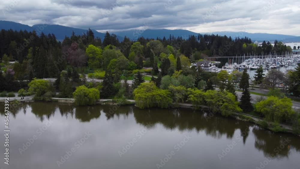 Mountains hidden among forest. Flying over lost lagoon and turning towards Burrard Inlet Mountains hidden among forest. Flying over lost lagoon and turning towards Burrard Inlet