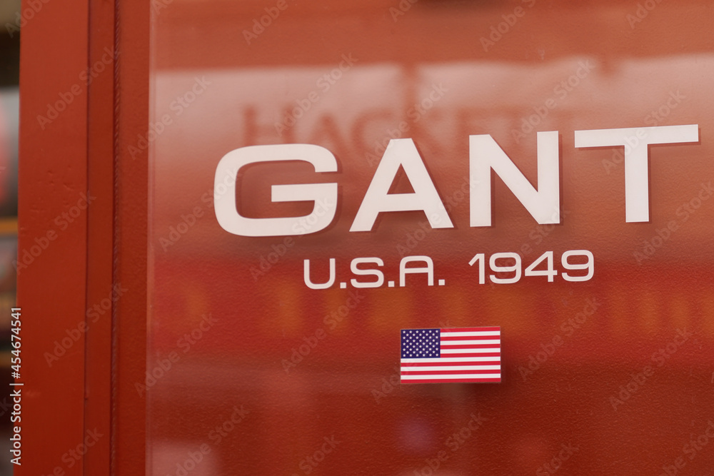 Gant usa sign and text logo front of store luxury fashion shop brand in  street boutique Stock Photo | Adobe Stock