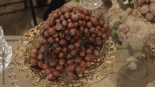 Decorative Nuts for Sofreh Aghd. Persian Wedding Decor. Badoom Fandogh Gerdoo. photo