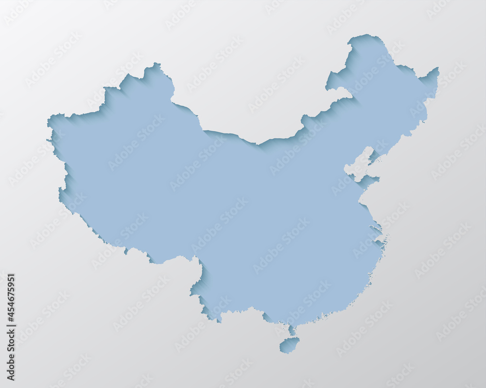 Vector outline map China with creative shadow Vector outline map China with creative shadow
