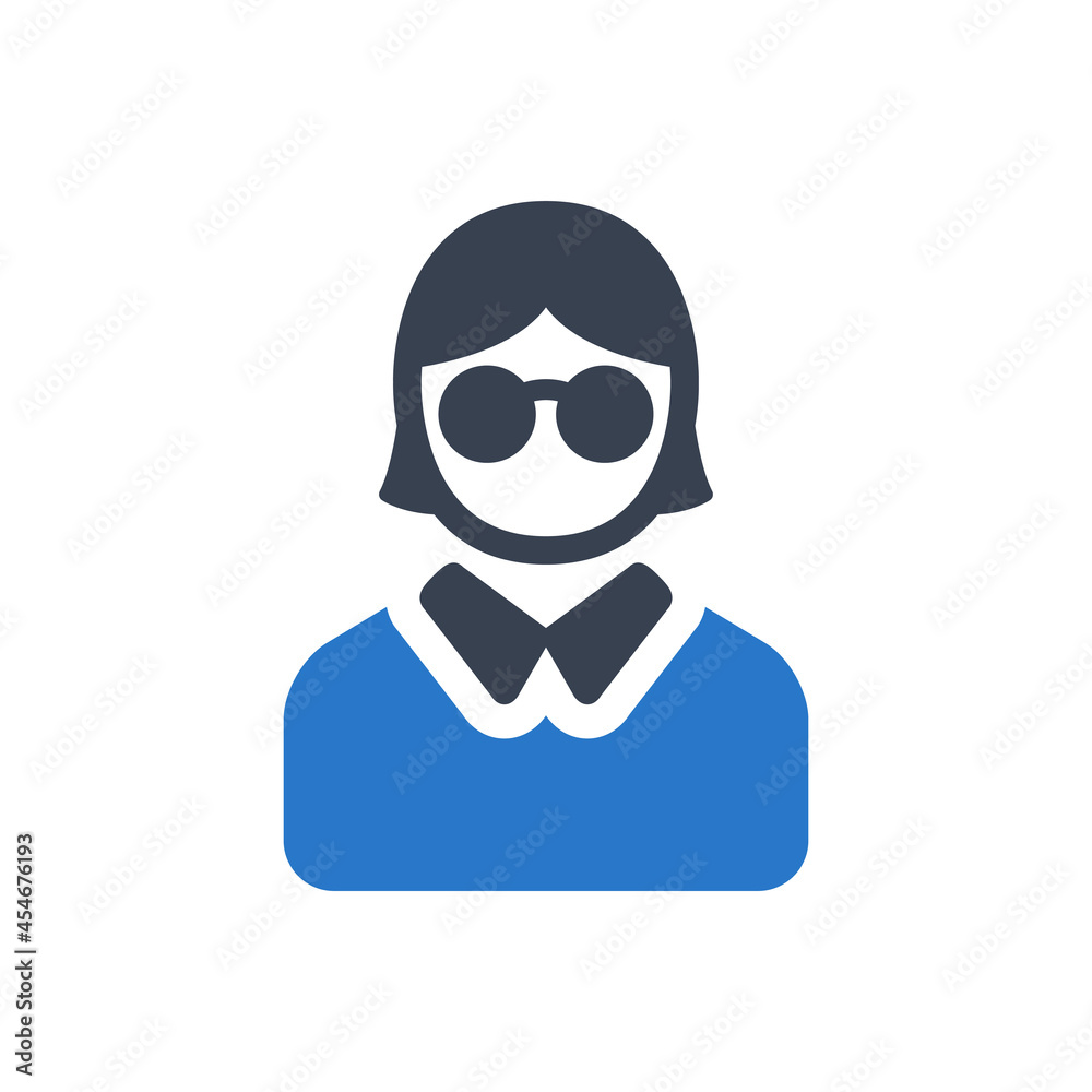 Woman with eyeglasses icon vector graphic