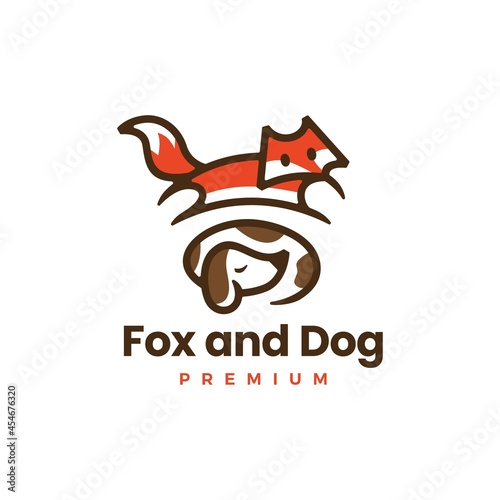 the quick brown fox jumps around a lazy dog logo vector icon illustration