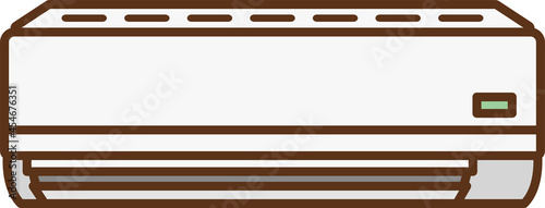 A simple white air conditioner seen from the front.