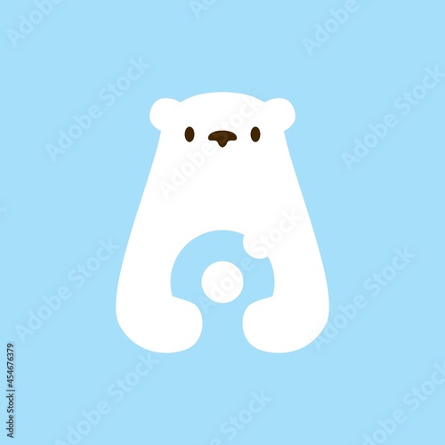 polar bear donuts negative space logo vector icon illustration