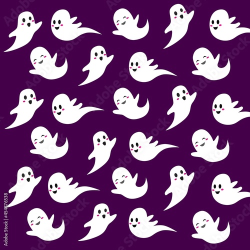 purple cute ghost cartoon vector for halloween. cute ghost pattern background.