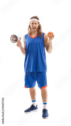 Male cheerleader with ball ...