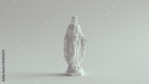 White Virgin Mary Statue Marble Art Religion Sculpture 3d illustration render photo