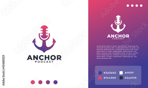 Simple Anchor Podcast Logo Design Template Element