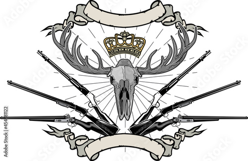 skull artiodactyl and crossed guns

