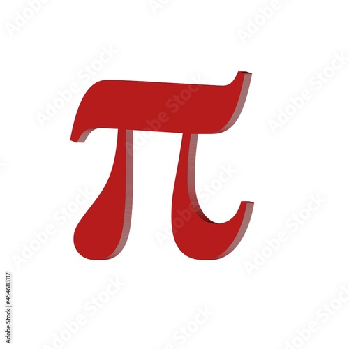 red font letter π 3d