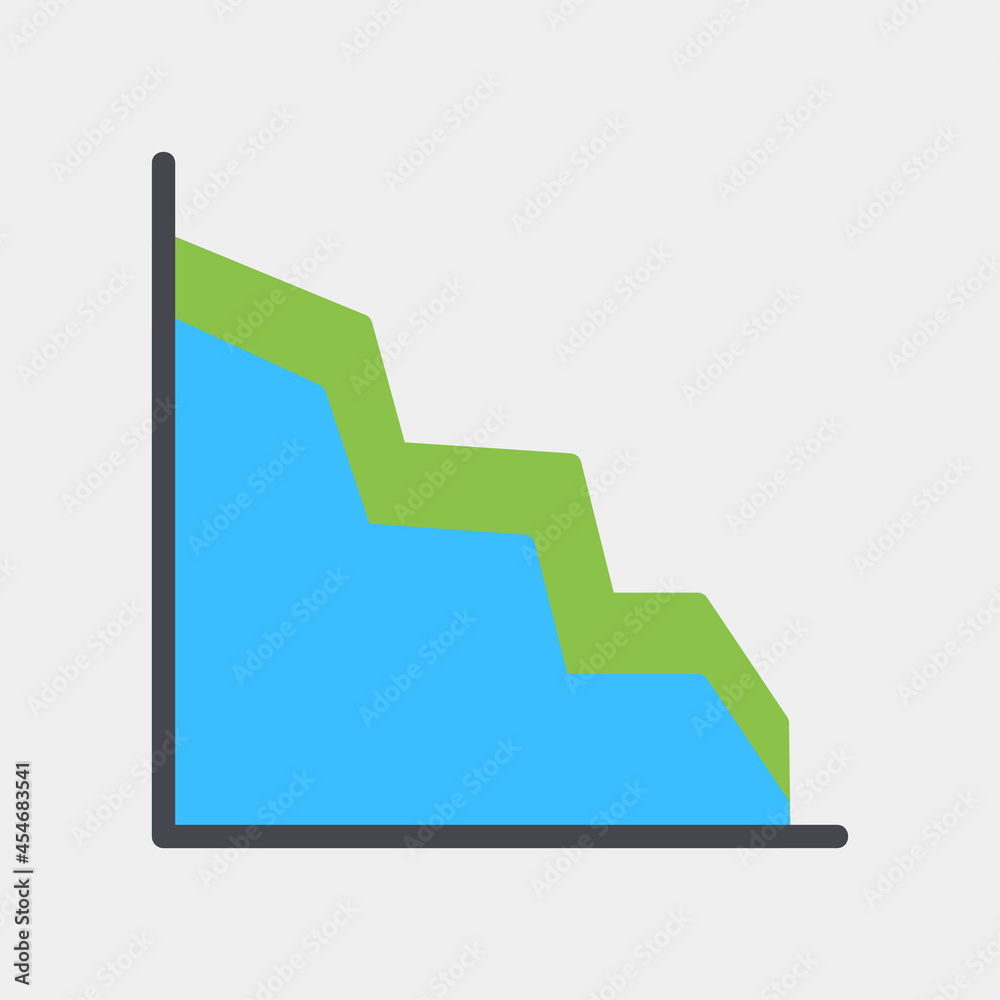 Vector illustration of area chart icon in flat style for any projects Vector illustration of area chart icon in flat style for any projects