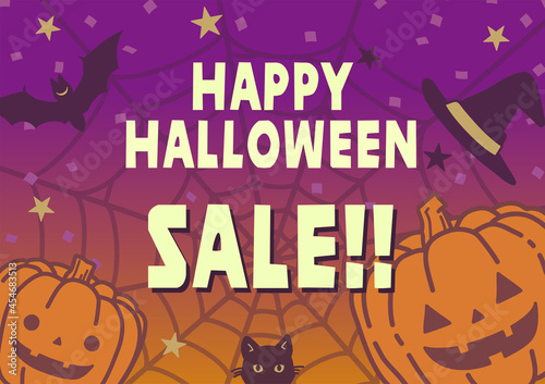 Cute background illustration of Halloween  banner design for autumn 