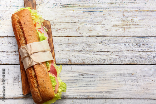 Fresh baguette sandwich wit...