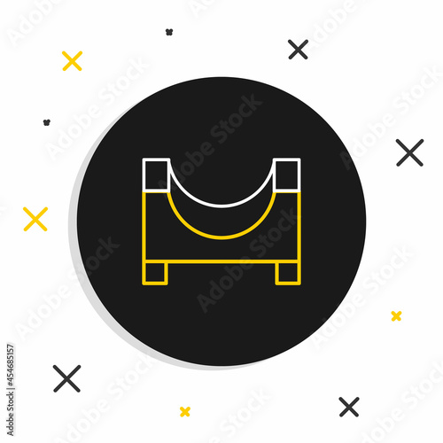 Line Skate park icon isolated on white background. Set of ramp, roller, stairs for a skatepark. Extreme sport. Colorful outline concept. Vector