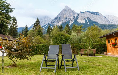A nice rest in sun loungers on the mountain after a long hike © Angelov