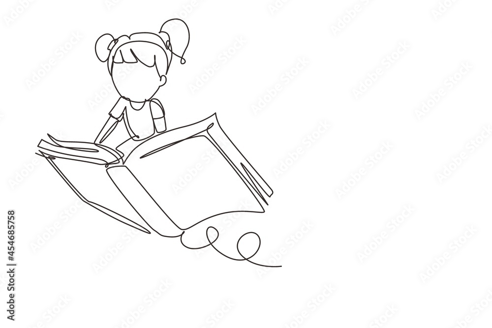 Single Continuous Line Drawing Little Girl Student Or Preschooler single-continuous-line-drawing-little-girl-student-or-preschooler