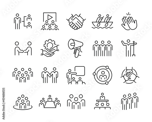 Business Team Icons - Vector Line Icons. Editable Stroke. Vector Graphic