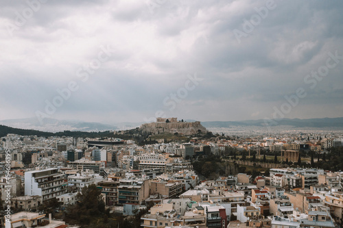 Aerial view of Athens and the Acropolis 