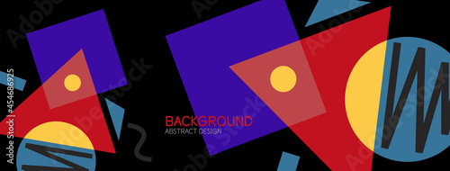 Abstract background. Blocks, lines, triangles, circles composition. Techno or business concept for wallpaper, banner, background, landing page