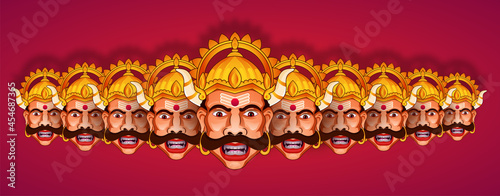 Ten Face of Ravana Shubh Navratri festival, Happy Dussehra, Happy Durga Puja