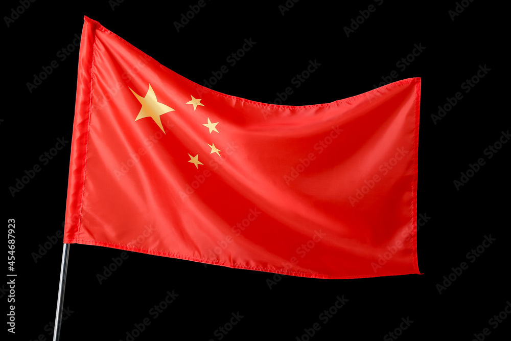 The National Flag of the People's Republic of China on black background