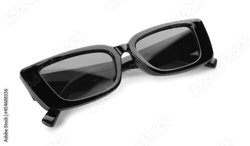 Stylish sunglasses on white background