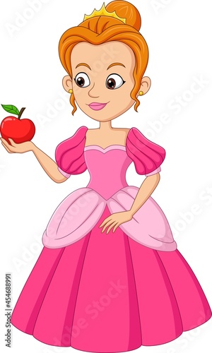 Cartoon funny cinderella holding red apple
