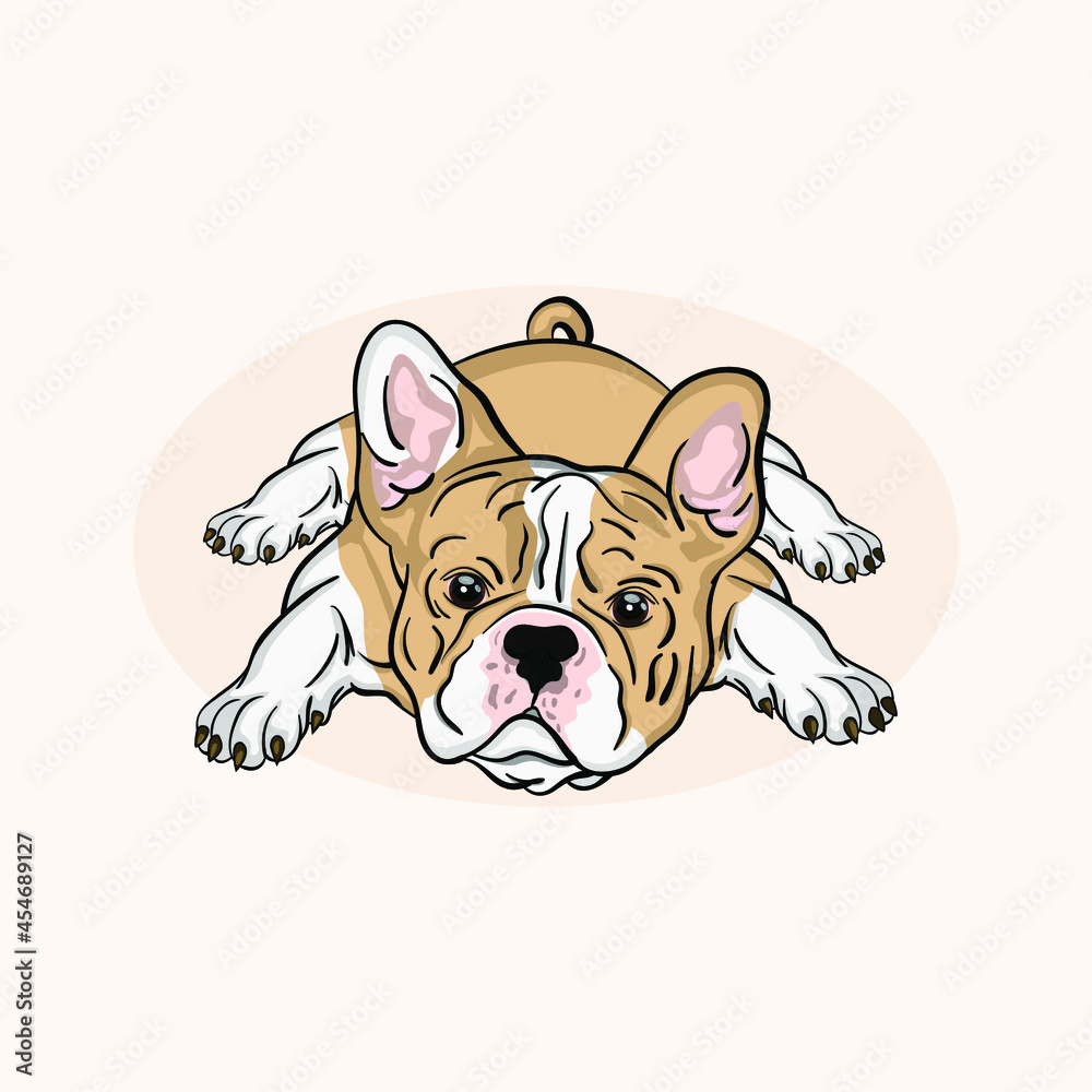 cute funny pet puppy french bulldog puppy vector illustration