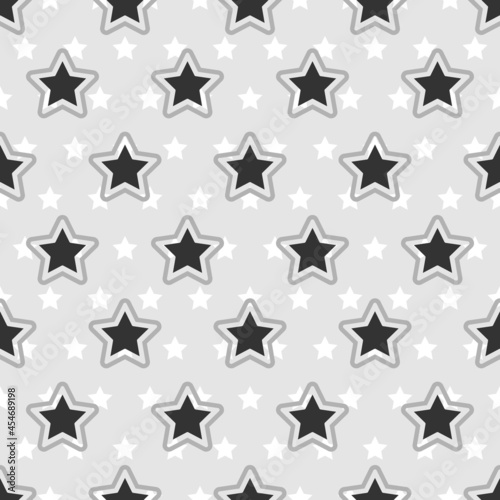 Abstract Seamless pattern with stars on a gray background. Vector illustration